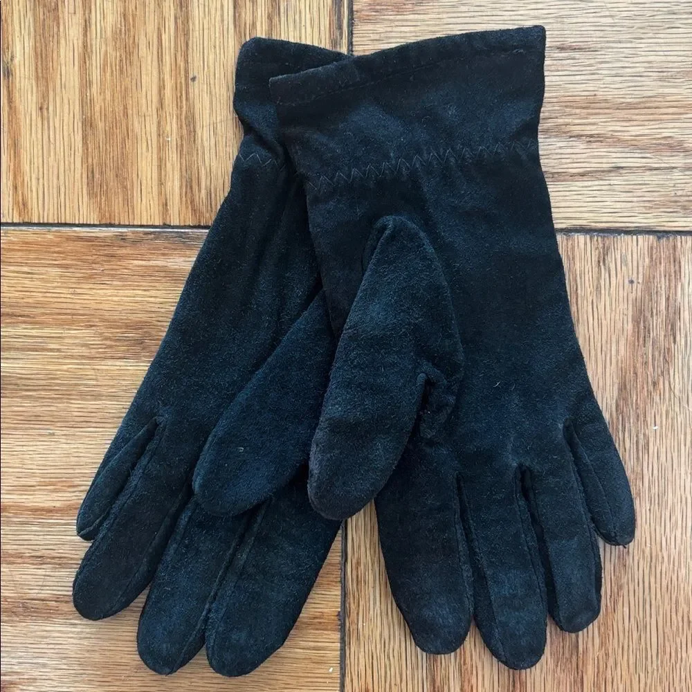 🎀Vintage 🎀 Elegant Black Suede Gloves Size Medium